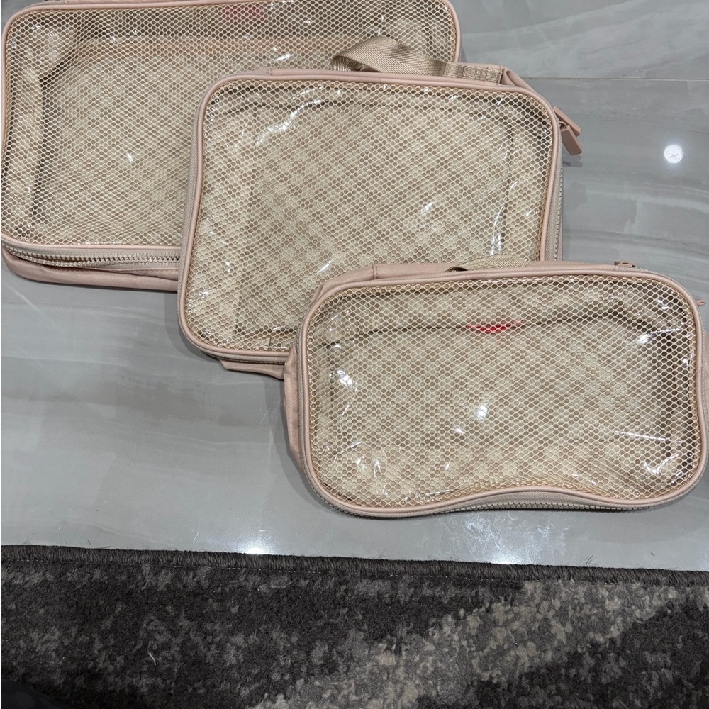 Tan Pink Lily Packing Cubes